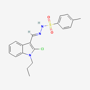 molecular formula C19H20ClN3O2S B13776345 N-[(E)-(2-chloro-1-propylindol-3-yl)methylideneamino]-4-methylbenzenesulfonamide CAS No. 71065-53-7