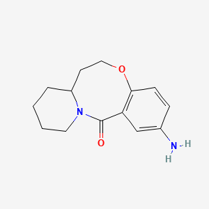 molecular formula C14H18N2O2 B1377678 2-氨基-7,7a,8,9,10,11-六氢-6H,13H-吡啶并[2,1-d][1,5]苯并恶唑嗪-13-酮 CAS No. 1447966-98-4