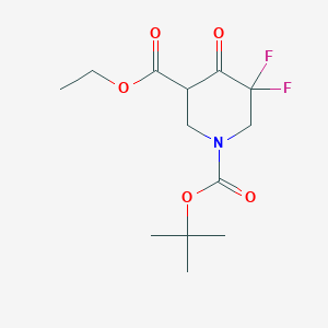 molecular formula C13H19F2NO5 B1377689 1-叔丁基 3-乙基 5,5-二氟-4-氧代哌啶-1,3-二羧酸酯 CAS No. 1356338-74-3