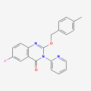 4(3H)-Quinazolinone, 6-iodo-2-((4-methylphenyl)methoxy)-3-(2-pyridinyl)-