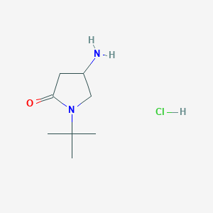 molecular formula C8H17ClN2O B1377722 4-氨基-1-叔丁基吡咯烷-2-酮盐酸盐 CAS No. 1375474-14-8