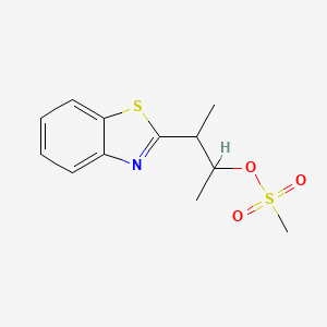molecular formula C12H15NO3S2 B1377724 3-(1,3-苯并噻唑-2-基)丁-2-基甲磺酸盐 CAS No. 1384430-42-5