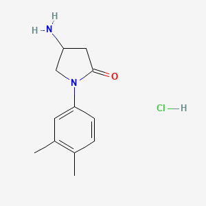 molecular formula C12H17ClN2O B1377767 4-氨基-1-(3,4-二甲基苯基)吡咯烷-2-酮盐酸盐 CAS No. 1177279-61-6