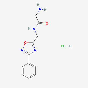 B1377833 2-amino-N-((3-phenyl-1,2,4-oxadiazol-5-yl)methyl)acetamide hydrochloride CAS No. 1435804-72-0