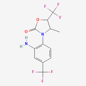 molecular formula C12H10F6N2O2 B1377834 3-[2-氨基-4-(三氟甲基)苯基]-4-甲基-5-(三氟甲基)-1,3-恶唑烷-2-酮 CAS No. 1394767-33-9