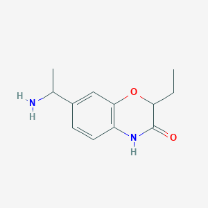 B1377839 7-(1-aminoethyl)-2-ethyl-3,4-dihydro-2H-1,4-benzoxazin-3-one CAS No. 1375208-96-0