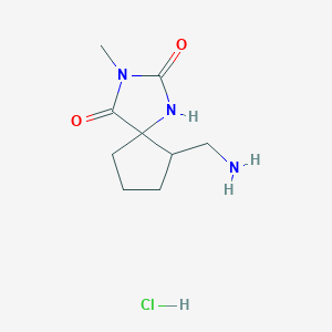 molecular formula C9H16ClN3O2 B1377851 6-(氨基甲基)-3-甲基-1,3-二氮杂螺[4.4]壬烷-2,4-二酮盐酸盐 CAS No. 1375473-41-8