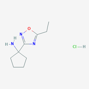 molecular formula C9H16ClN3O B1377860 盐酸 1-(5-乙基-1,2,4-恶二唑-3-基)环戊-1-胺 CAS No. 1375472-78-8