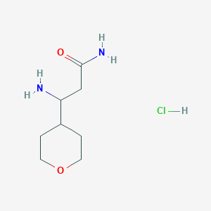 molecular formula C8H17ClN2O2 B1377878 3-氨基-3-(氧杂环-4-基)丙酰胺盐酸盐 CAS No. 1375473-17-8