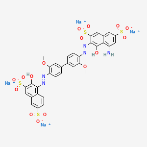 Tetrasodium 5-amino-4-hydroxy-3-((4'-((2-hydroxy-3,6-disulphonato-1-naphthyl)azo)-3,3'-dimethoxy(1,1'-biphenyl)-4-yl)azo)naphthalene-2,7-disulphonate