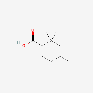 molecular formula C10H16O2 B13779223 4,6,6-Trimethylcyclohex-1-ene-1-carboxylic acid CAS No. 85665-90-3