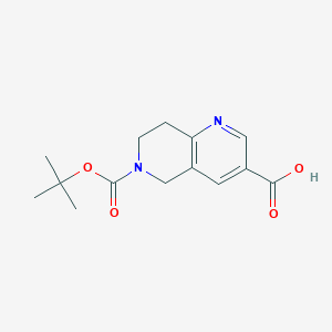 molecular formula C14H18N2O4 B1377998 6-(Tert-butoxycarbonyl)-5,6,7,8-tetrahydro-1,6-naphthyridine-3-carboxylic acid CAS No. 1341036-28-9