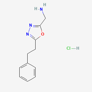 molecular formula C11H14ClN3O B1378005 [5-(2-Phenylethyl)-1,3,4-oxadiazol-2-yl]methanamine hydrochloride CAS No. 1376317-13-3