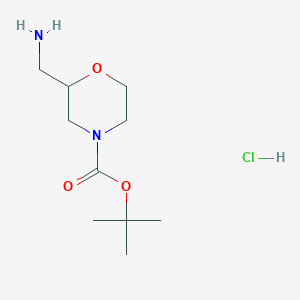 molecular formula C10H21ClN2O3 B1378071 2-Aminomethyl-morpholine-4-carboxylic acid tert-butyl ester hydrochloride CAS No. 1187930-26-2