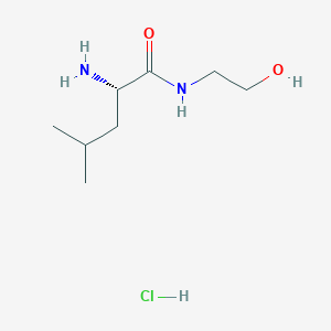 molecular formula C8H19ClN2O2 B1378083 (2S)-2-amino-N-(2-hydroxyethyl)-4-methylpentanamide hydrochloride CAS No. 27461-78-5