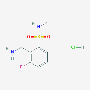 molecular formula C8H12ClFN2O2S B1378085 2-(aminomethyl)-3-fluoro-N-methylbenzene-1-sulfonamide hydrochloride CAS No. 1384430-07-2