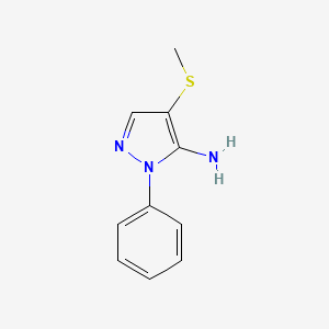 molecular formula C10H11N3S B1378087 4-(methylsulfanyl)-1-phenyl-1H-pyrazol-5-amine CAS No. 1384429-66-6