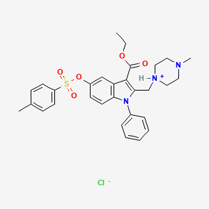 Ethyl 5-(4-methylphenyl)sulfonyloxy-2-[(4-methylpiperazin-1-ium-1-yl)methyl]-1-phenylindole-3-carboxylate;chloride