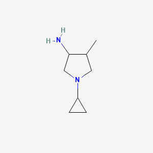 molecular formula C8H16N2 B1378100 1-环丙基-4-甲基吡咯烷-3-胺 CAS No. 1384428-90-3
