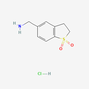 molecular formula C9H12ClNO2S B1378112 盐酸5-(氨甲基)-2,3-二氢-1lambda6-苯并噻吩-1,1-二酮 CAS No. 1384429-07-5