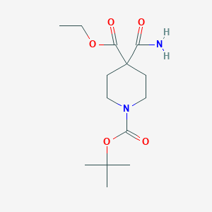molecular formula C14H24N2O5 B1378155 N-Boc-4-Carbamoyl piperidine-4-carboxylic acid ethyl ester CAS No. 1227270-71-4
