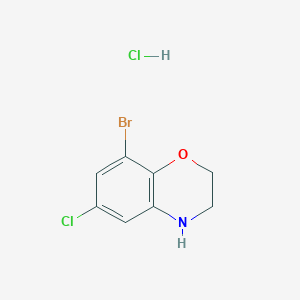 molecular formula C8H8BrCl2NO B1378162 8-Bromo-6-chloro-3,4-dihydro-2H-benzo[1,4]oxazine hydrochloride CAS No. 1373223-73-4