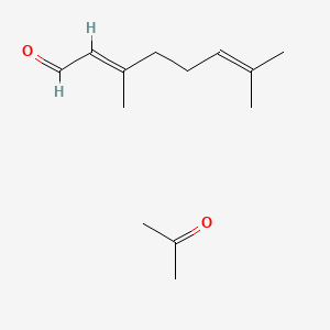 molecular formula C13H22O2 B13781899 (2E)-3,7-dimethylocta-2,6-dienal;propan-2-one 