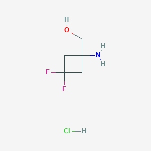 molecular formula C5H10ClF2NO B1378190 (1-Amino-3,3-difluorocyclobutyl)methanol hydrochloride CAS No. 1523618-37-2
