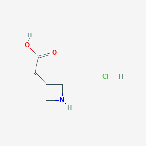 molecular formula C5H8ClNO2 B1378195 氮杂环丁-3-亚甲基乙酸盐酸盐 CAS No. 240805-24-7
