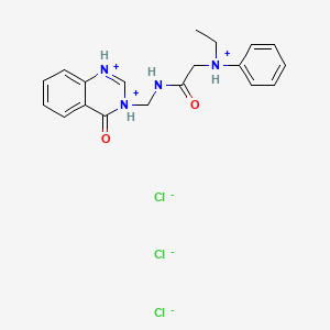 Acetamide, N-(3,4-dihydro-4-oxo-3-quinazolinylmethyl)-2-(N-ethylanilino)-, trihydrochloride