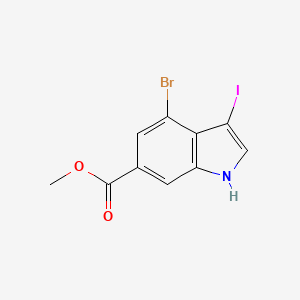 molecular formula C10H7BrINO2 B1378219 4-Bromo-3-iodo-indole-6-carboxylic acid methyl ester CAS No. 1352395-09-5
