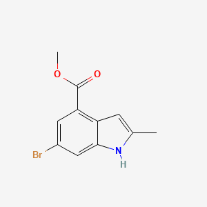 molecular formula C11H10BrNO2 B1378228 6-Bromo-2-methyl-1H-indole-4-carboxylic acid methyl ester CAS No. 1260385-53-2