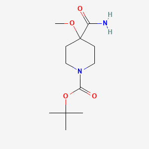 molecular formula C12H22N2O4 B1378242 1-Boc-4-carbamoyl-4-methoxy-piperidine CAS No. 495415-10-6