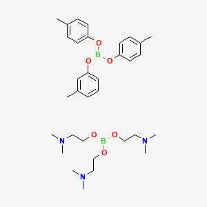 molecular formula C33H51B2N3O6 B13782858 Boron, tris[3(or 4)-methylphenolato][tris[2-(dimethylamino-kappaN)ethyl] orthoborate]- CAS No. 68224-81-7