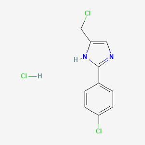 molecular formula C10H9Cl3N2 B1378298 4-(chloromethyl)-2-(4-chlorophenyl)-1H-imidazole hydrochloride CAS No. 1394041-11-2