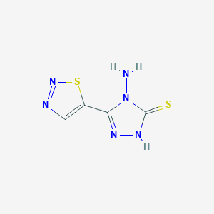 molecular formula C4H4N6S2 B13782987 4-amino-3-(thiadiazol-5-yl)-1H-1,2,4-triazole-5-thione CAS No. 64369-17-1