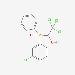 molecular formula C14H11Cl4O2P B13783133 Ethanol, 1-((m-chlorophenyl)phenylphosphinyl)-2,2,2-trichloro- CAS No. 73927-24-9