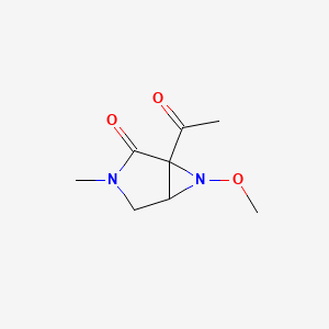 molecular formula C8H12N2O3 B13783164 1-Acetyl-6-methoxy-3-methyl-3,6-diazabicyclo[3.1.0]hexan-2-one 