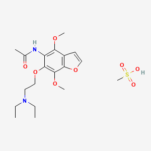 Acetamide, N-(4,7-dimethoxy-6-(2-(diethylamino)ethoxy)-5-benzofuranyl)-, methanesulfonate, hydrate