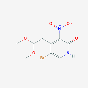 molecular formula C9H11BrN2O5 B1378338 5-Bromo-4-(2,2-dimethoxy)ethyl-2-hydroxy-3-nitropyridine CAS No. 1427504-38-8