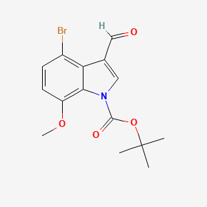 molecular formula C15H16BrNO4 B1378342 N-Boc-4-溴-3-甲酰基-7-甲氧基吲哚 CAS No. 1394899-06-9
