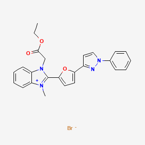 1-(2-Ethoxy-2-oxoethyl)-3-methyl-2-(5-(1-phenyl-1H-pyrazol-3-yl)furan-2-yl)-1H-benzimidazolium bromide