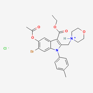 Ethyl 5-acetyloxy-6-bromo-1-(4-methylphenyl)-2-(morpholin-4-ium-4-ylmethyl)indole-3-carboxylate;chloride