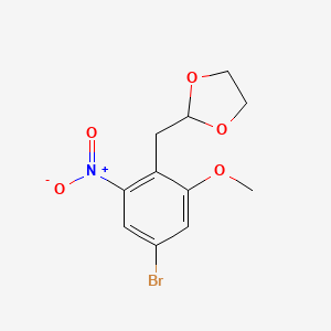molecular formula C11H12BrNO5 B1378369 2-(4'-Bromo-2'-methoxy-6'-nitro)-benzyl-1,3-dioxolane CAS No. 1427502-52-0