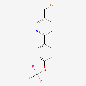 molecular formula C13H9BrF3NO B1378388 5-(Bromomethyl)-2-(4-trifluoromethoxyphenyl)pyridine CAS No. 1370025-51-6