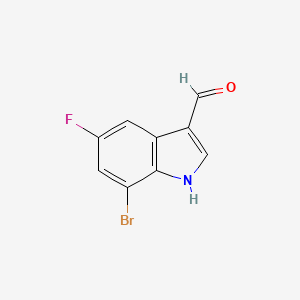 molecular formula C9H5BrFNO B1378412 7-溴-5-氟-1H-吲哚-3-甲醛 CAS No. 1227269-11-5