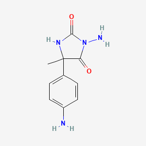 molecular formula C10H12N4O2 B1378446 3-氨基-5-(4-氨基苯基)-5-甲基咪唑烷-2,4-二酮 CAS No. 1421604-88-7