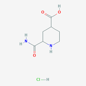 molecular formula C7H13ClN2O3 B1378452 2-氨基甲酰基哌啶-4-羧酸盐酸盐 CAS No. 1394040-09-5