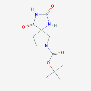 molecular formula C11H17N3O4 B1378457 叔丁基-2,4-二氧代-1,3,7-三氮杂螺[4.4]壬烷-7-羧酸酯 CAS No. 1391738-60-5