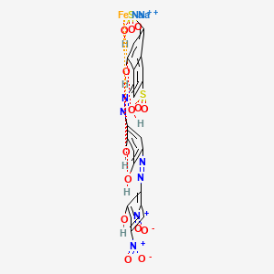 molecular formula C22H14FeN6Na2O14S2+2 B13784828 Ferrate(2-), (4-hydroxy-5-((2-hydroxy-4-(hydroxy-kappaO)-5-((2-(hydroxy-kappaO)-4,6-dinitrophenyl)azo-kappaN1)phenyl)azo)-2,7-naphthalenedisulfonato(4-))-, disodium CAS No. 64611-69-4